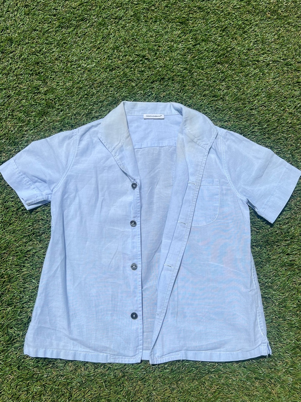 Dolce & Gabbana Kids Light Blue Short Sleeve Button-Up Shirt